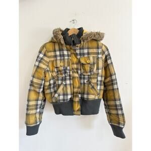 Y2K Yellow Plaid Crop Jacket